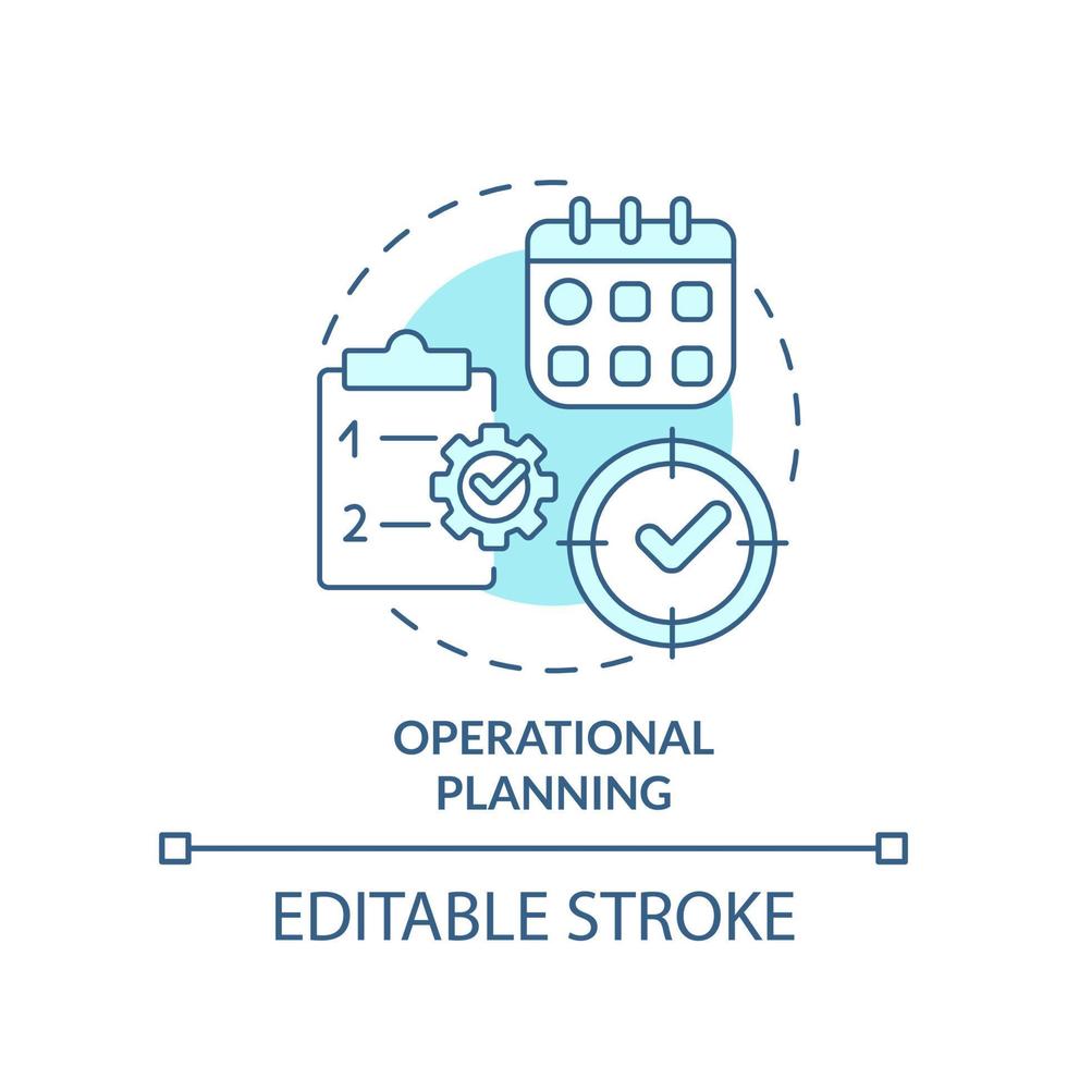 Operational planning turquoise concept icon. Tasks detalization. Business strategy abstract idea thin line illustration. Isolated outline drawing. Editable stroke. vector