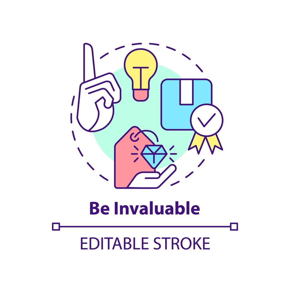 Be invaluable concept icon. Communication part abstract idea thin line illustration. Dependable salesperson. Gaining trust. Isolated outline drawing. Editable stroke. vector