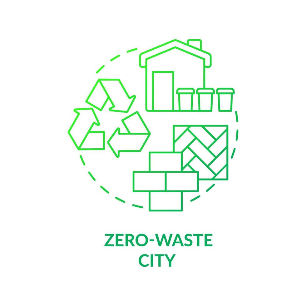 Zero-waste city green gradient concept icon. green gradient urbanism principle abstract idea thin line illustration. Waste and resource management. Isolated outline drawing. vector