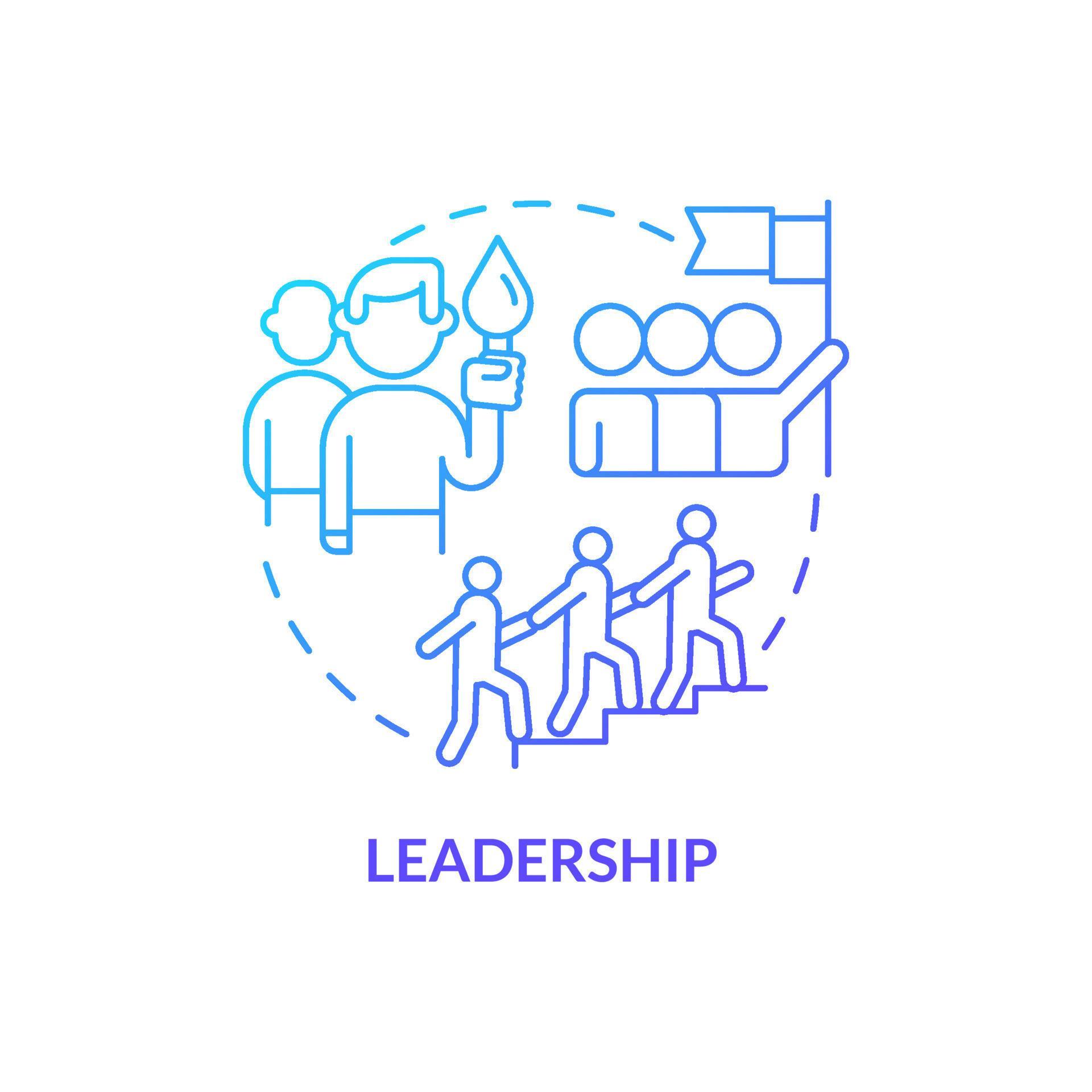 Leadership blue gradient concept icon. Factor influencing