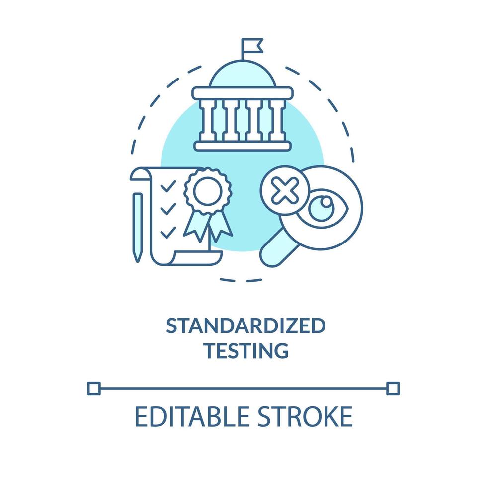 Standardized testing turquoise concept icon. Administrated exams