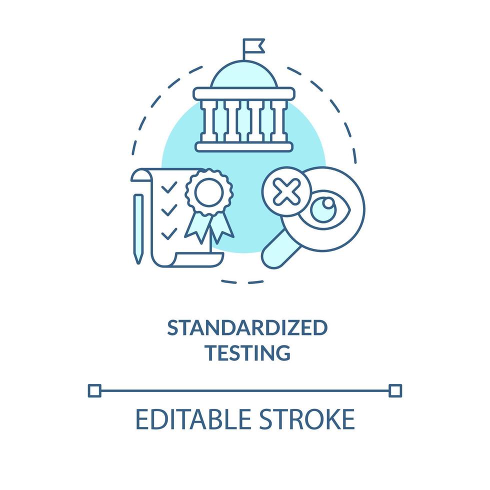 Standardized testing turquoise concept icon. Administrated exams. Education issue abstract idea thin line illustration. Isolated outline drawing. Editable stroke. vector