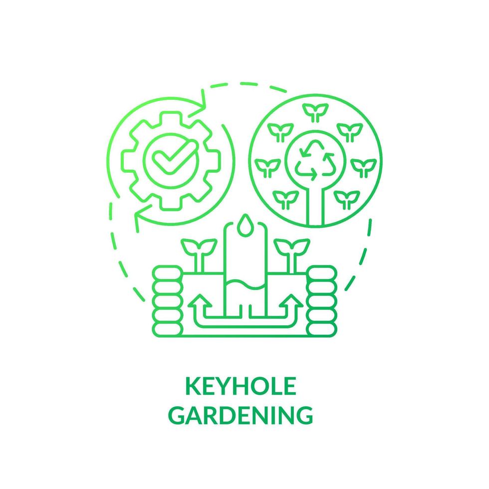 Keyhole gardening green gradient concept icon. Circular shape garden. Growing plants. Gardening method abstract idea thin line illustration. Isolated outline drawing. vector