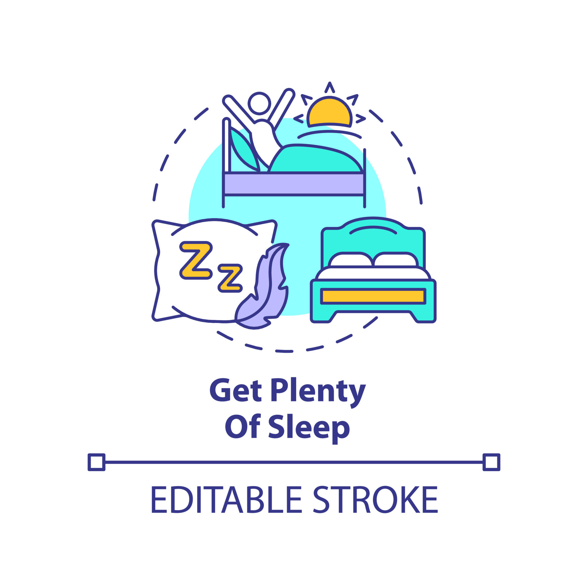 Get plenty of sleep concept icon. Get enough rest to stay energized