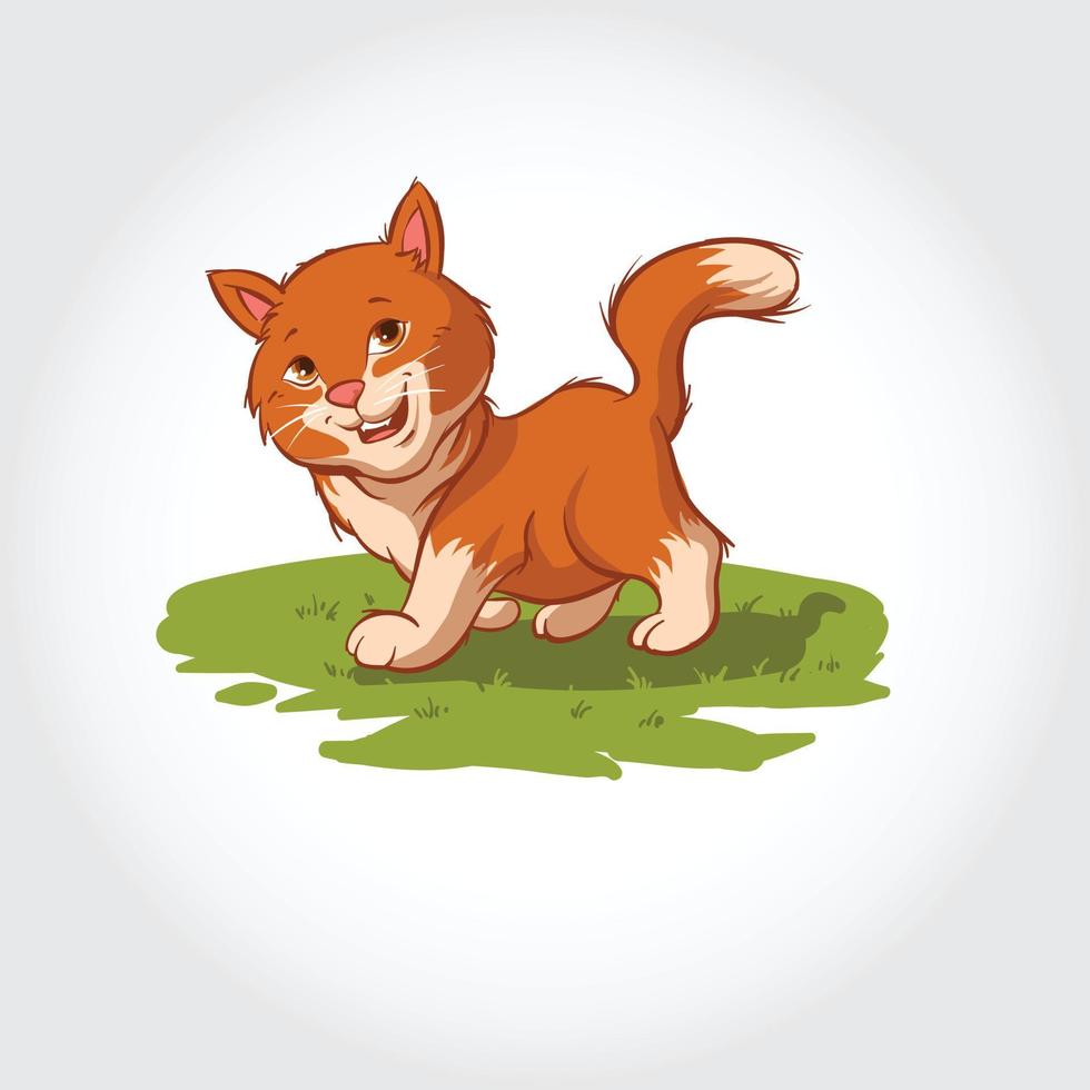 personajes de dibujos animados de gatos jugando y corriendo en un campo de hierba. ilustración de vector de mascota.