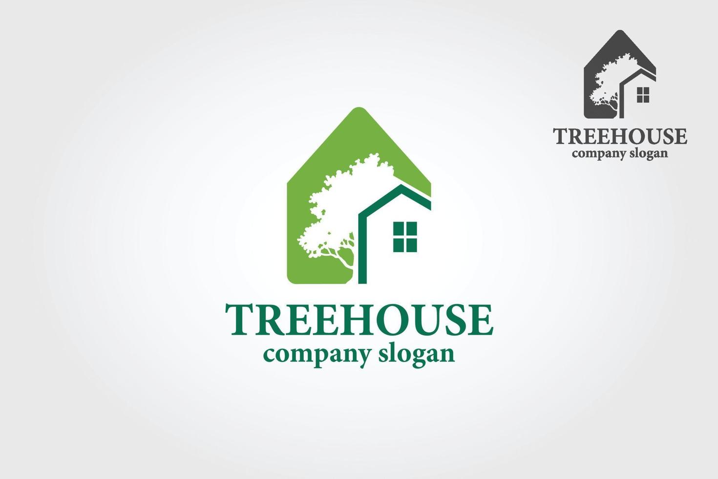 plantilla de logotipo de vector de casa de árbol. este logo es tranquilo, serio, elegante, lujoso y maduro.