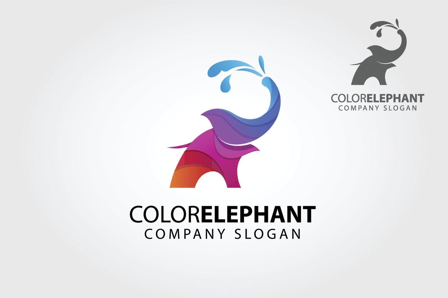 Color Elephant Vector Logo Template on white background. This logo a professional clean and elegant can be used for design studios, agencies architectural, marketing, software development and app, etc