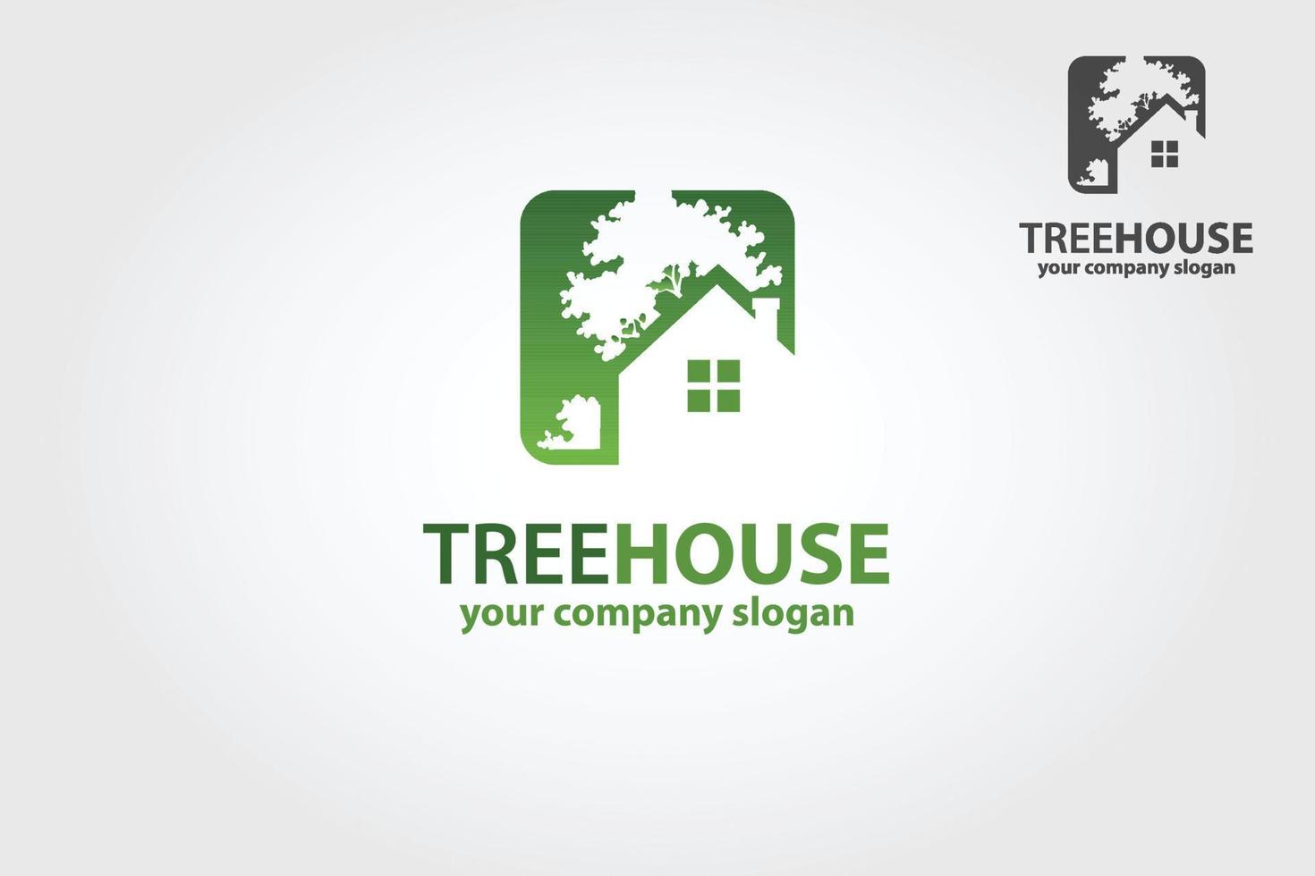 Thee House Vector Logo Template. The main symbol of the logo is a tree and house. This logo symbolizes a neighborhood, growth, concern to development, nature, ecological and environment.