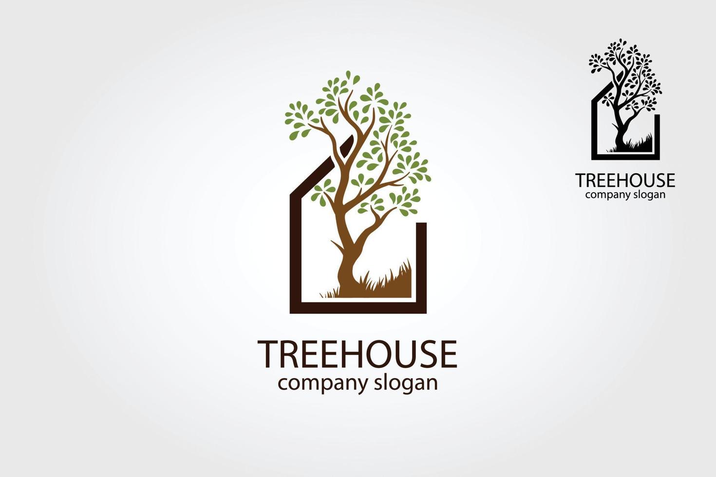 Tree House Vector Logo Illustration. Simple logo concept with house and tree. Excellent logo for garden, decoration, landscaping, botany and etc, simple and unique concept.