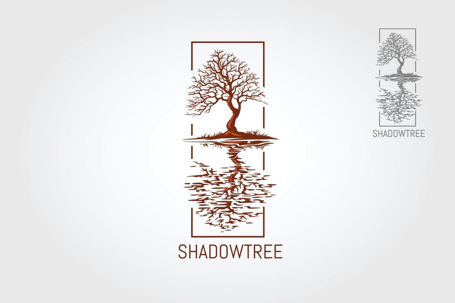 Shadow Tree Vector Logo Illustration.  This beautiful tree is a symbol of life, beauty, growth, strength, good health, recycling, environment associations, landscape business, etc.