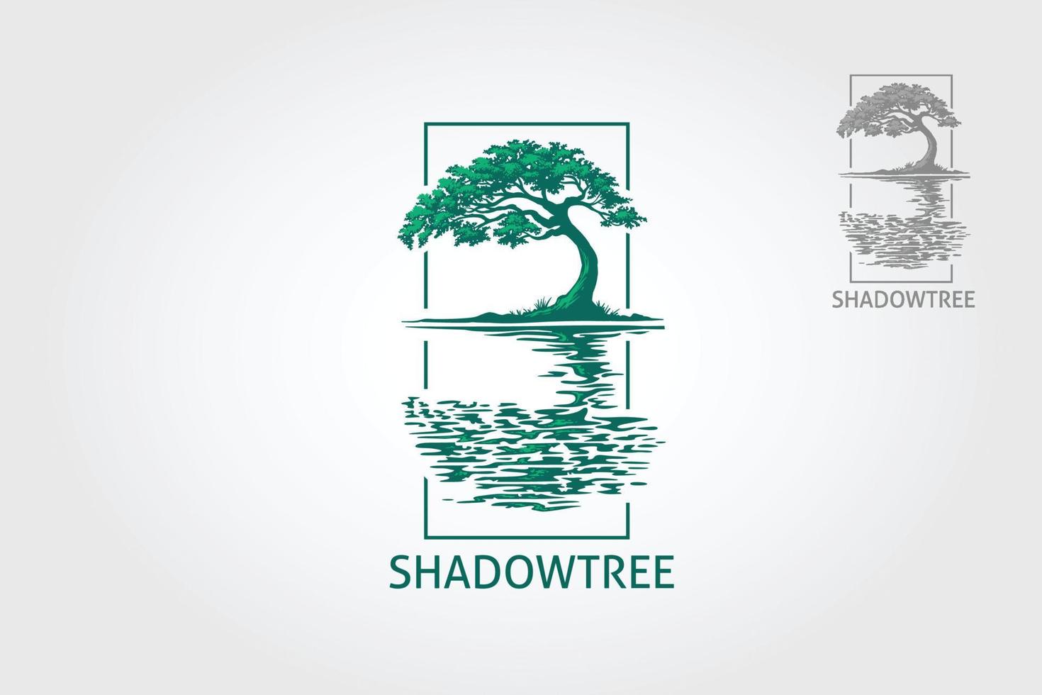 plantilla de logotipo de vector de árbol de sombra. este hermoso árbol es símbolo de vida, belleza, crecimiento, fuerza, buena salud, reciclaje, asociaciones medioambientales, negocio del paisaje, etc.