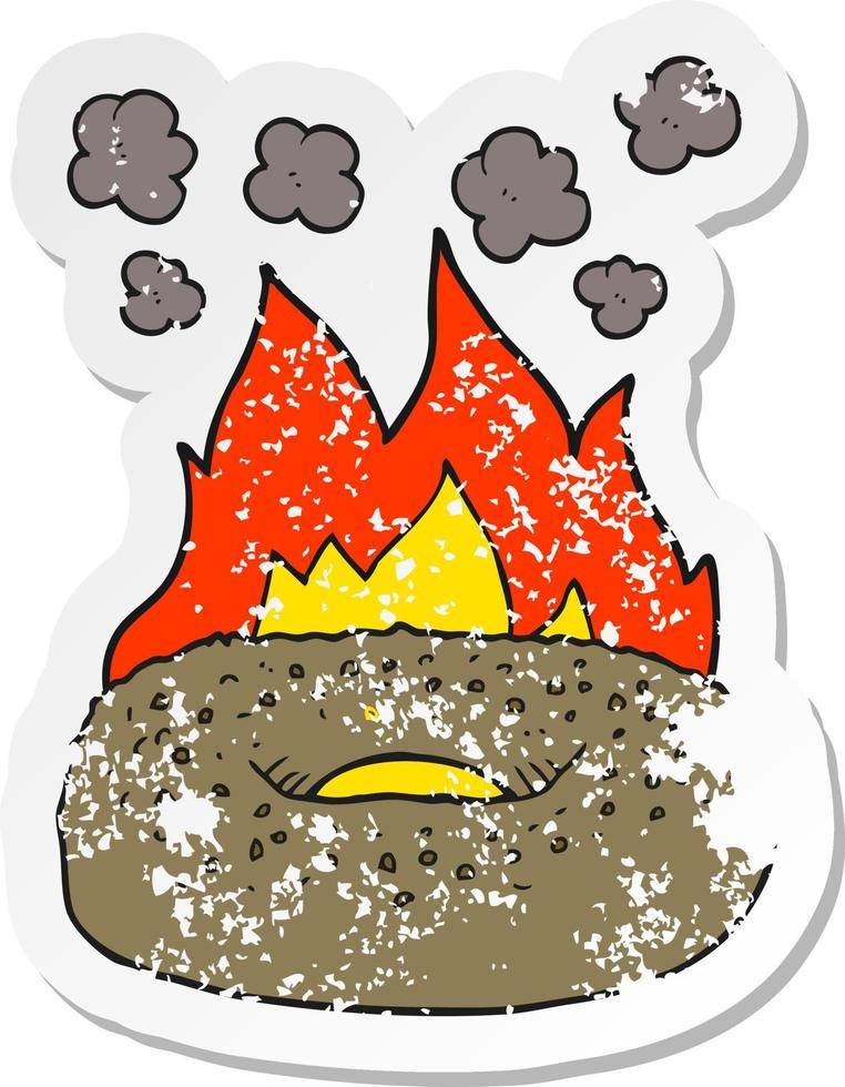 retro distressed sticker of a cartoon bagel vector
