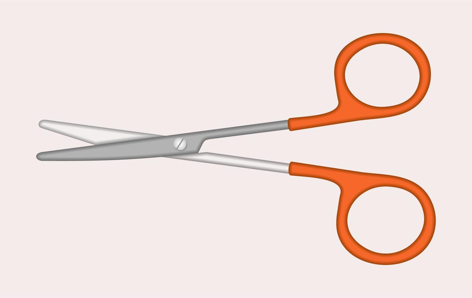 Scissors with orange handles. Vector isolated illustration.
