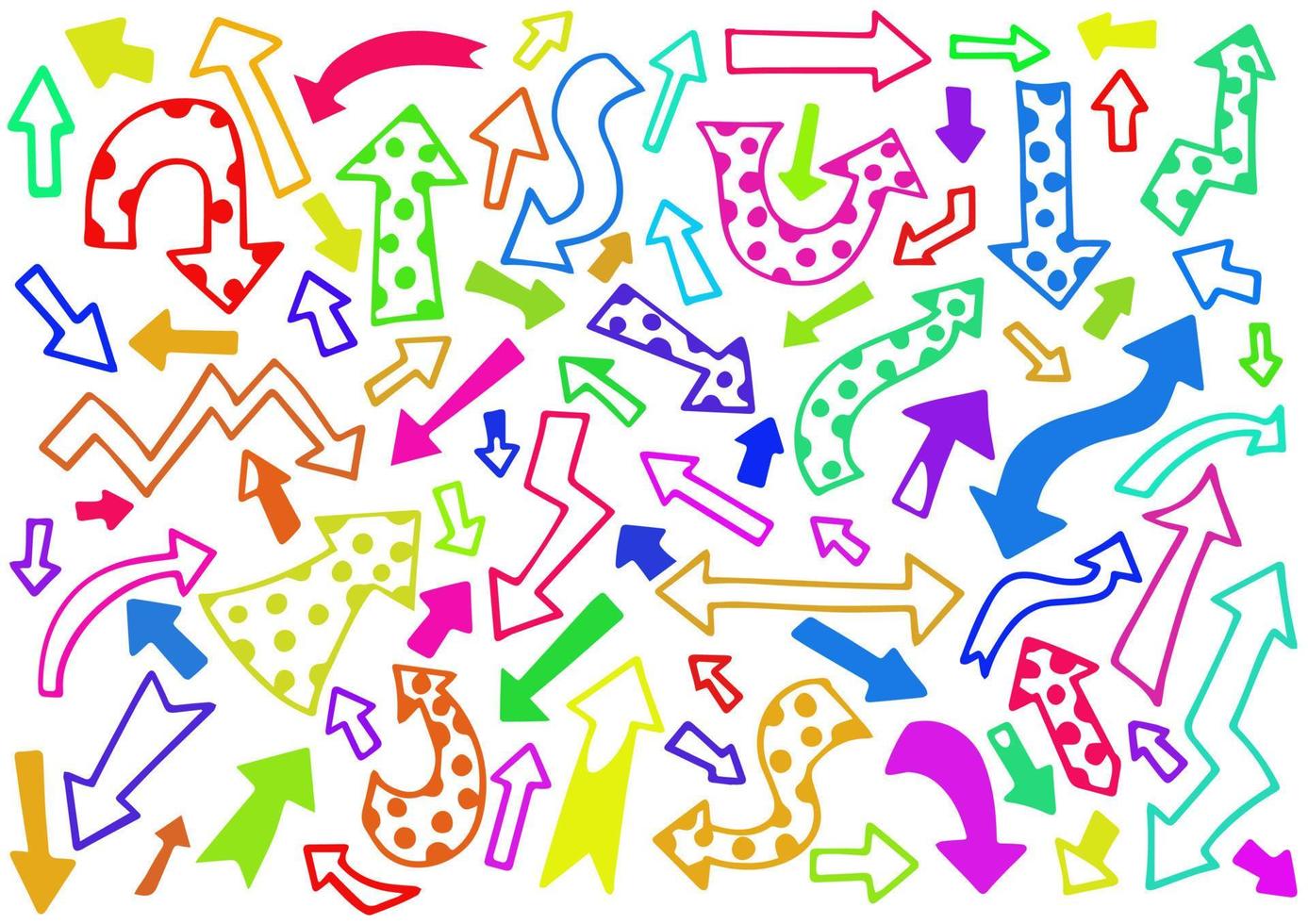 Colorful doodle arrow vector set