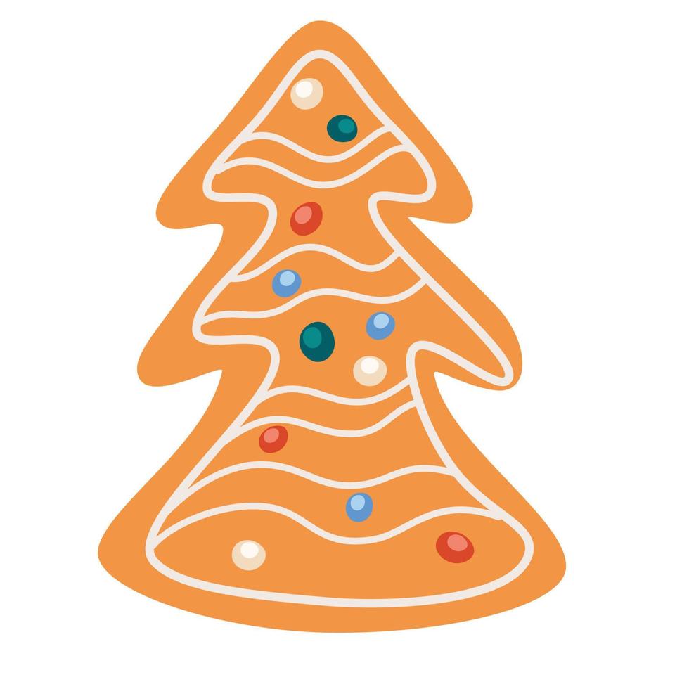 galleta de jengibre. dulce de navidad dulce casero de invierno. ilustraciones vectoriales dibujadas a mano aisladas en el fondo blanco. vector