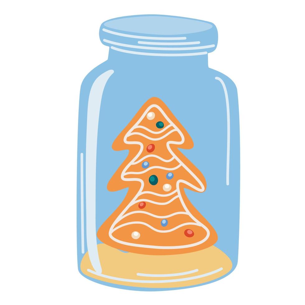 tarro de galletas de jengibre. galleta de jengibre. dulce de navidad dulce casero de invierno. ilustraciones vectoriales dibujadas a mano aisladas en el fondo blanco. vector