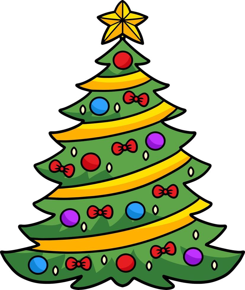 arbol de navidad dibujos animados color clipart vector