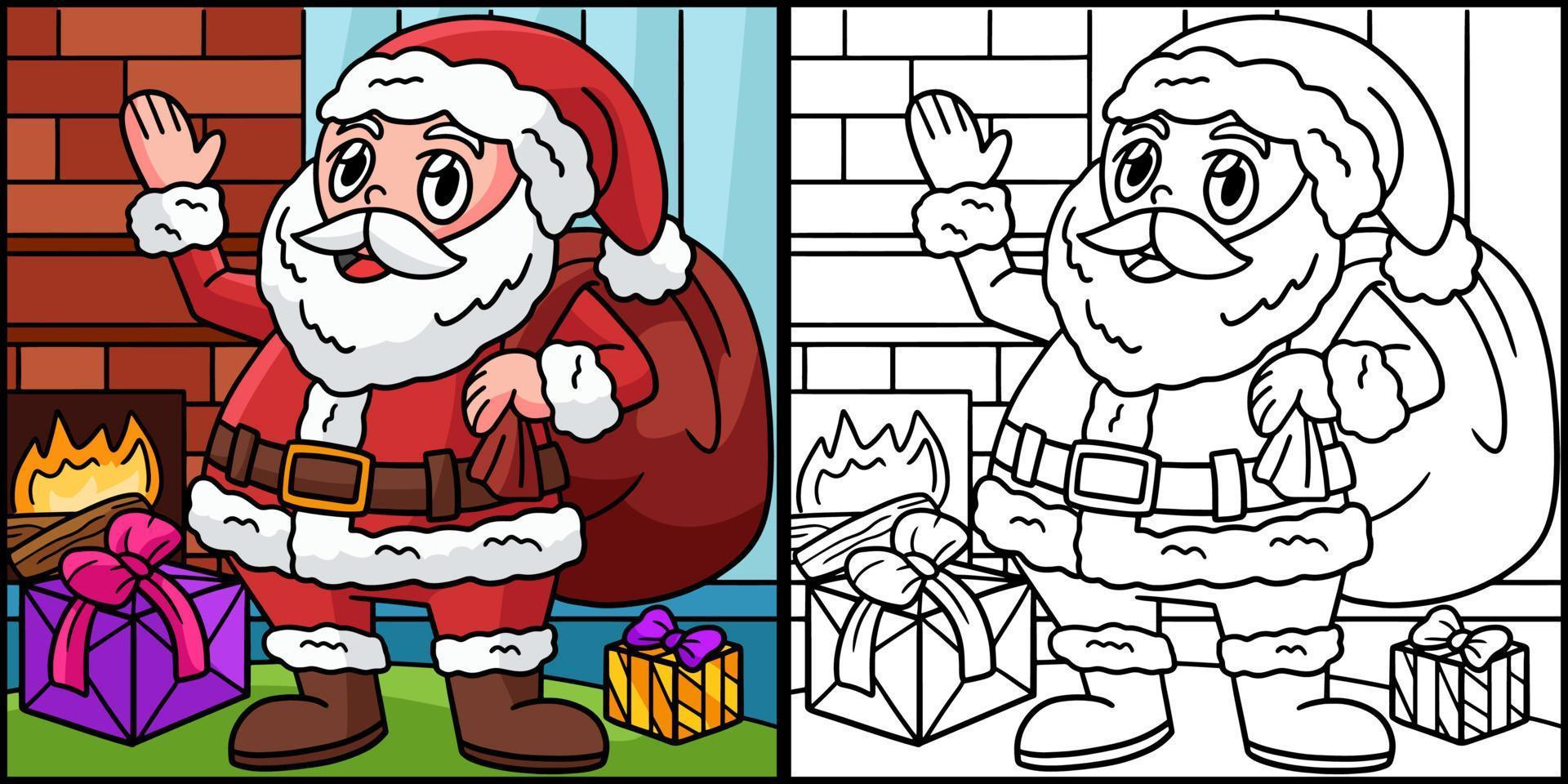 santa claus para colorear página color ilustración vector