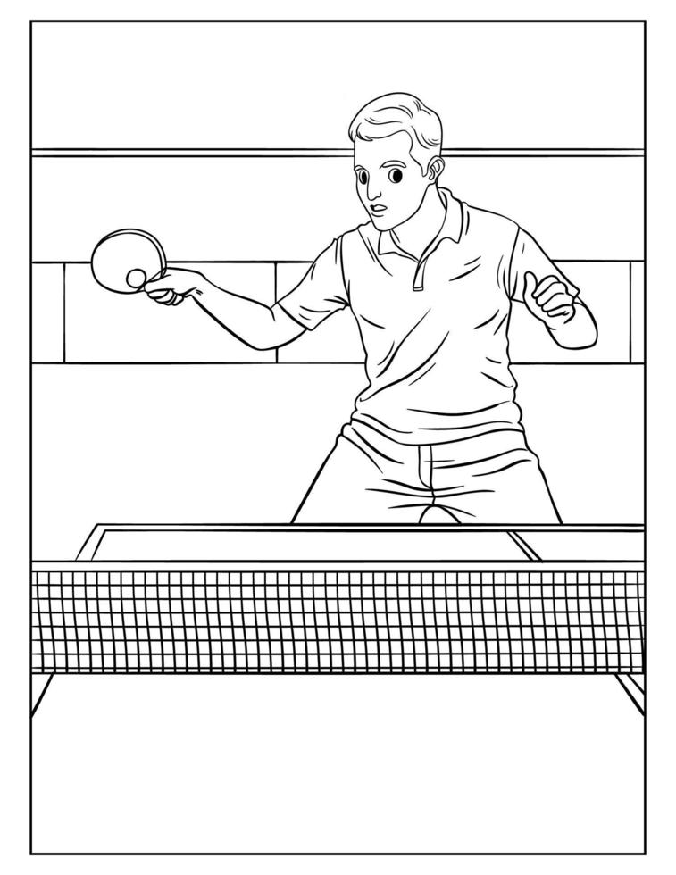 tenis de mesa para colorear para niños vector