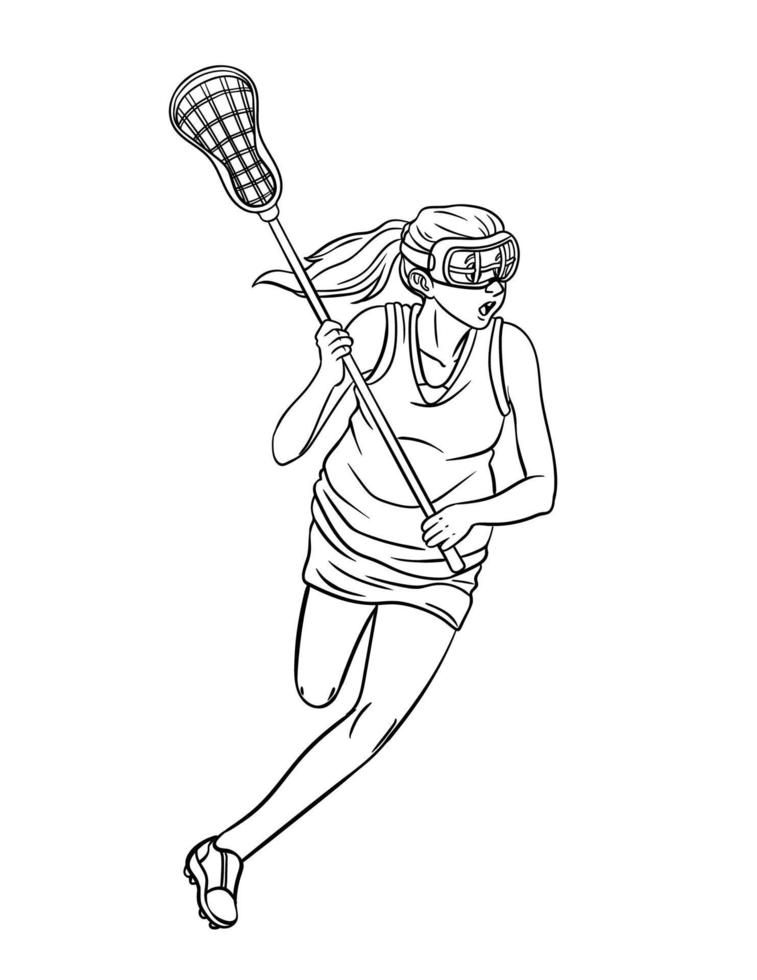 lacrosse aislado página para colorear para niños vector