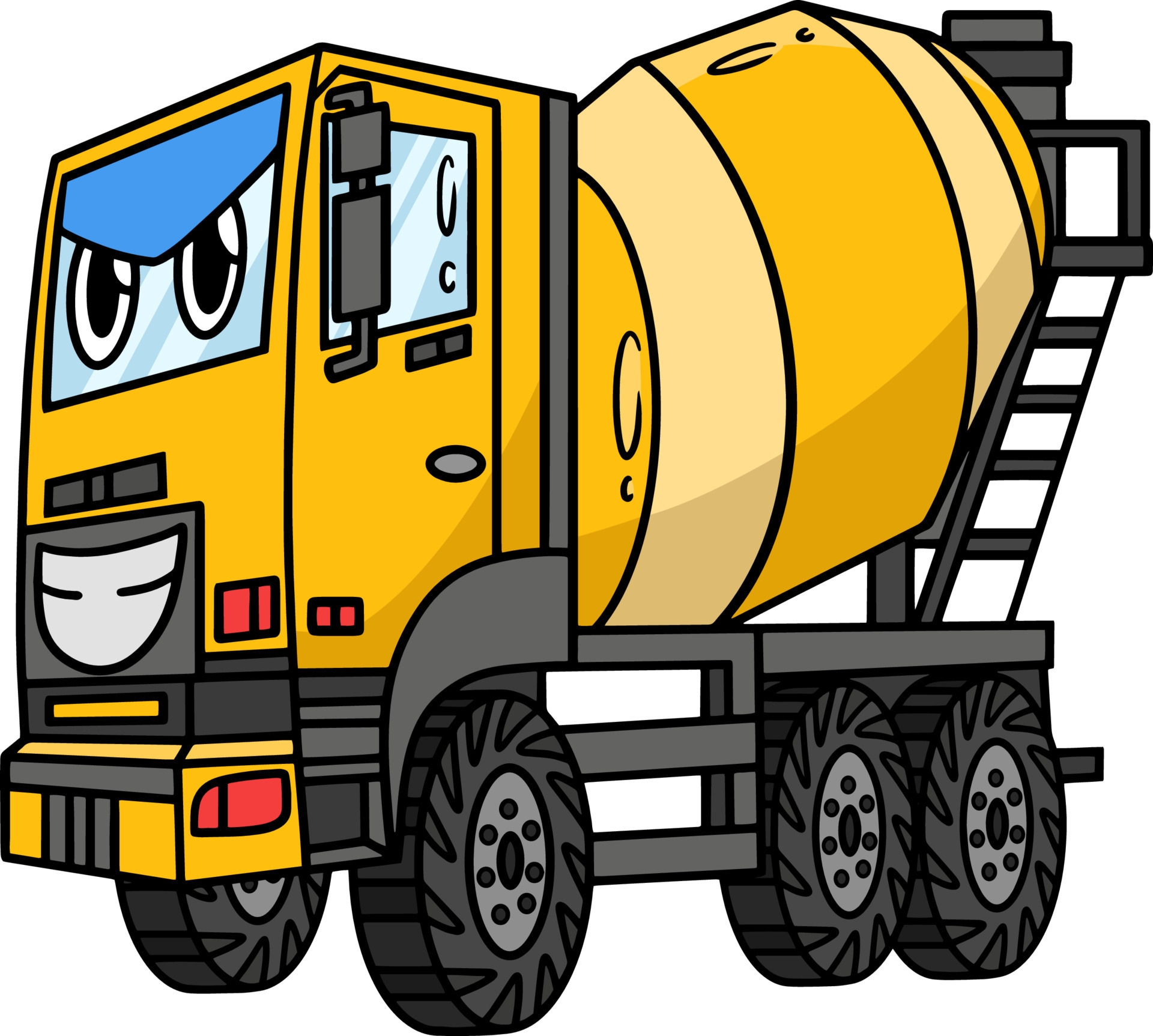 Concrete Mixer with Face Vehicle Cartoon Clipart 11416908 Vector Art at