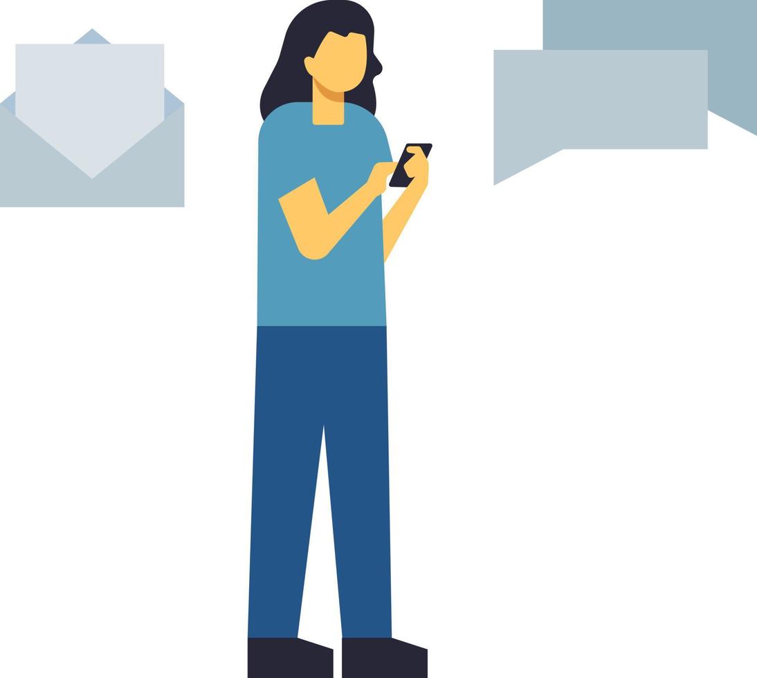 Girl is chatting on mobile phone. vector