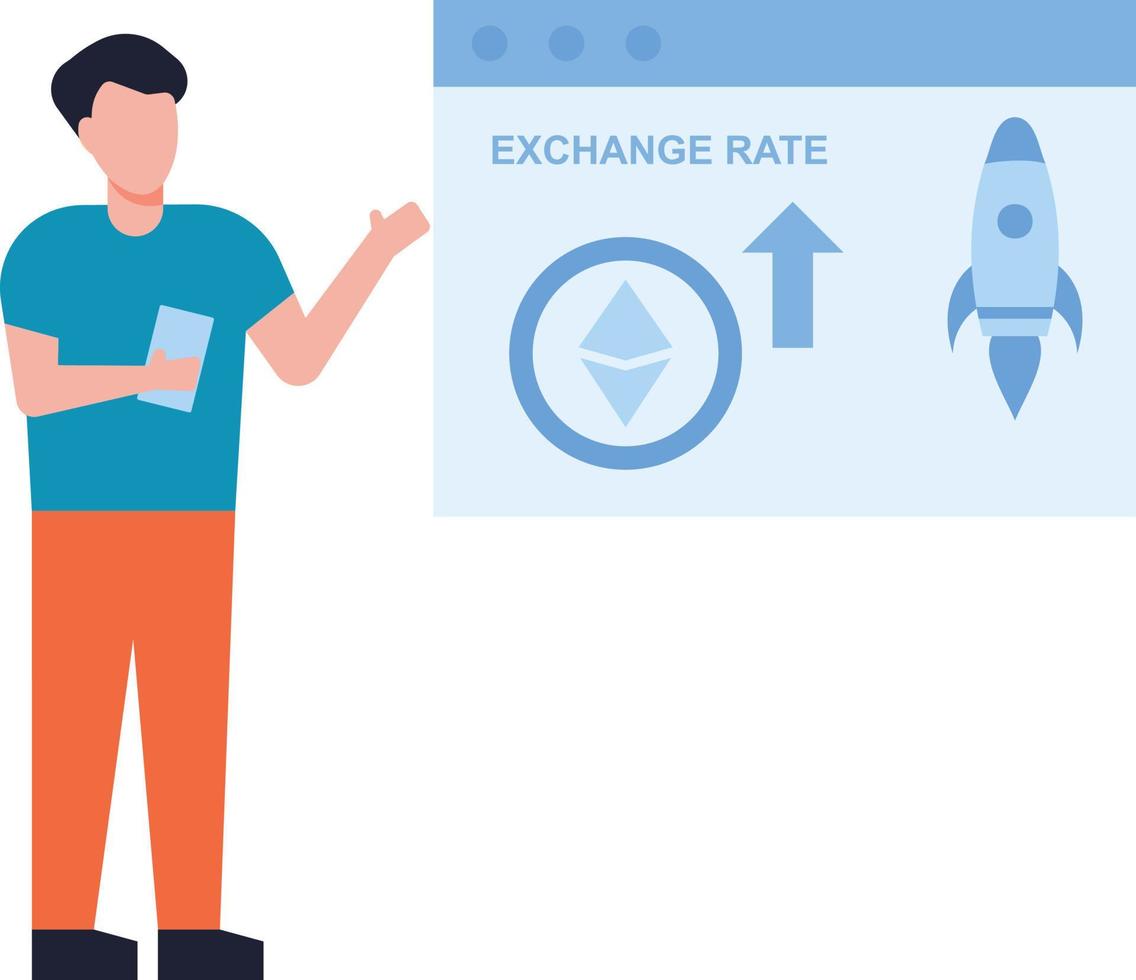 The guy updates the exchange rate. vector