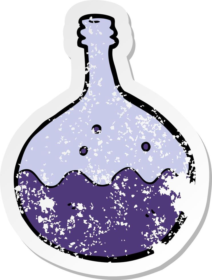 retro distressed sticker of a cartoon bubbling chemicals vector