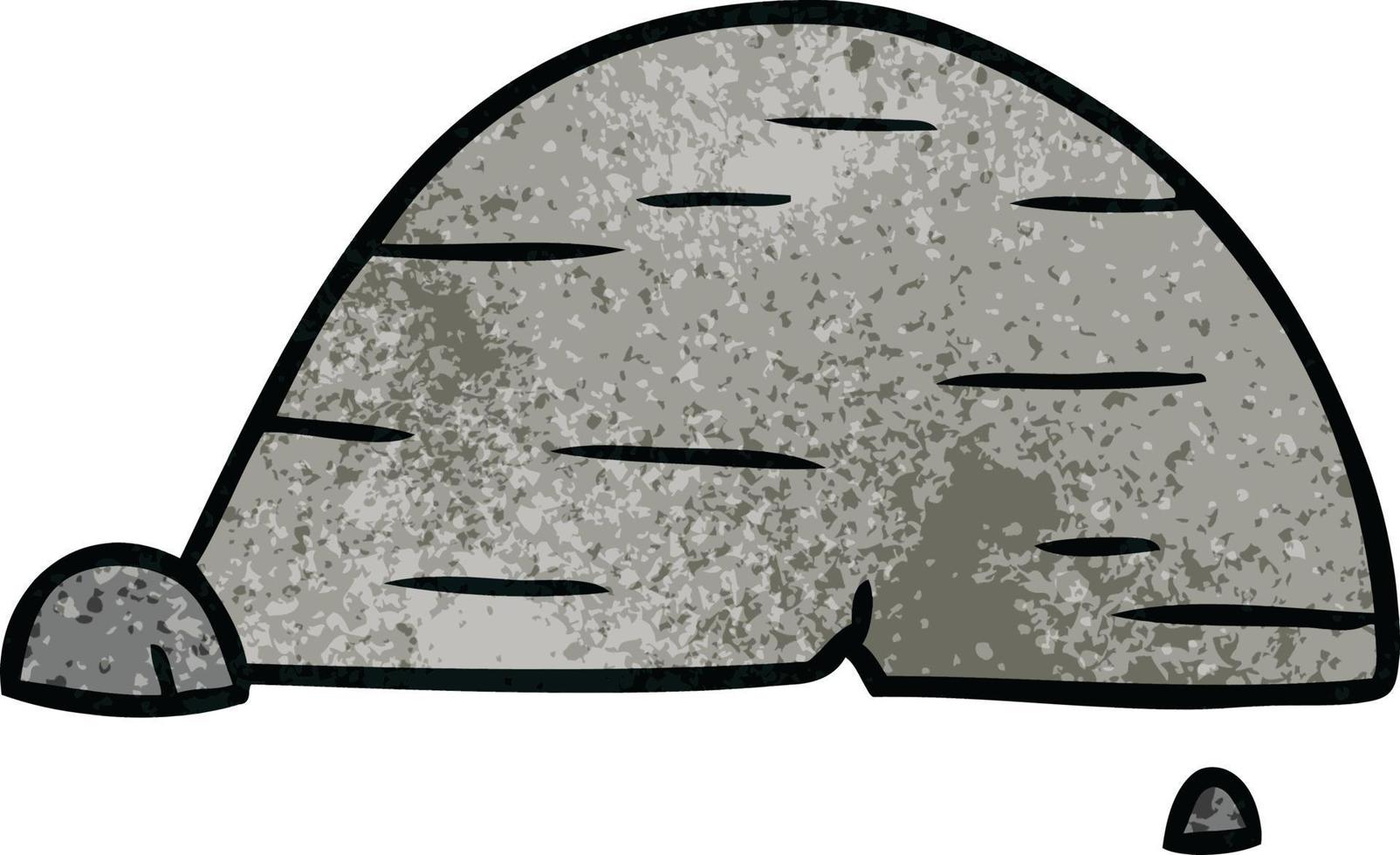 textured cartoon doodle of grey stone boulder vector