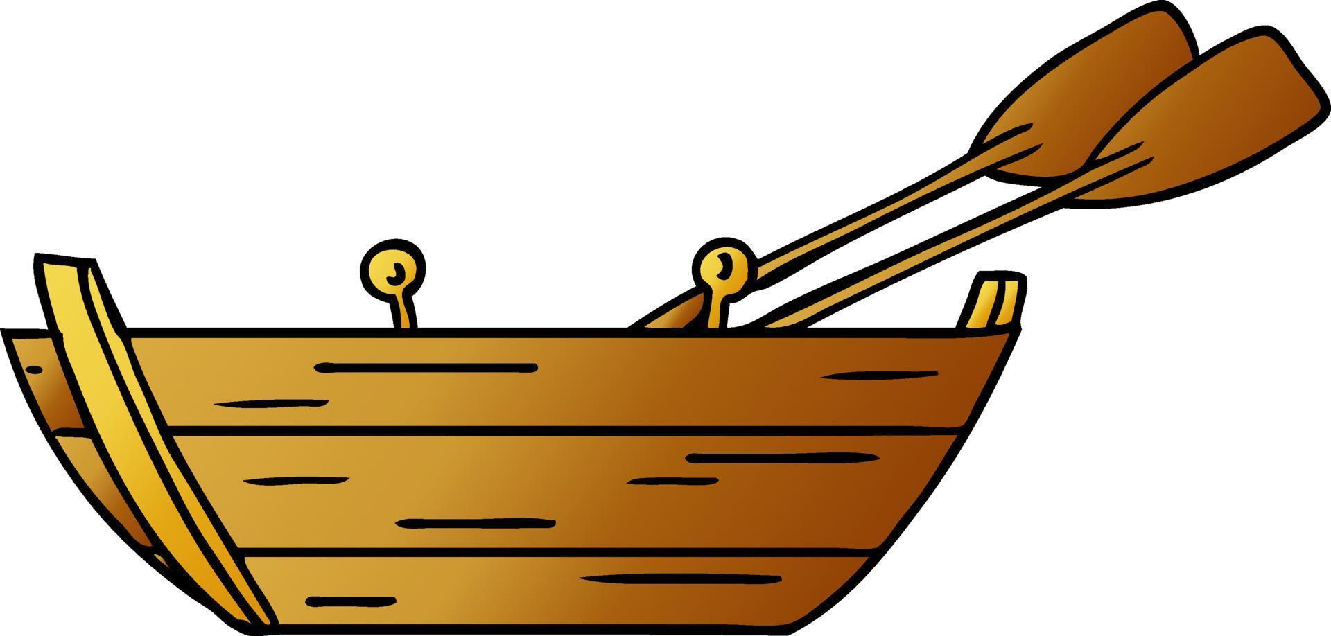 gradient cartoon doodle of a wooden boat vector