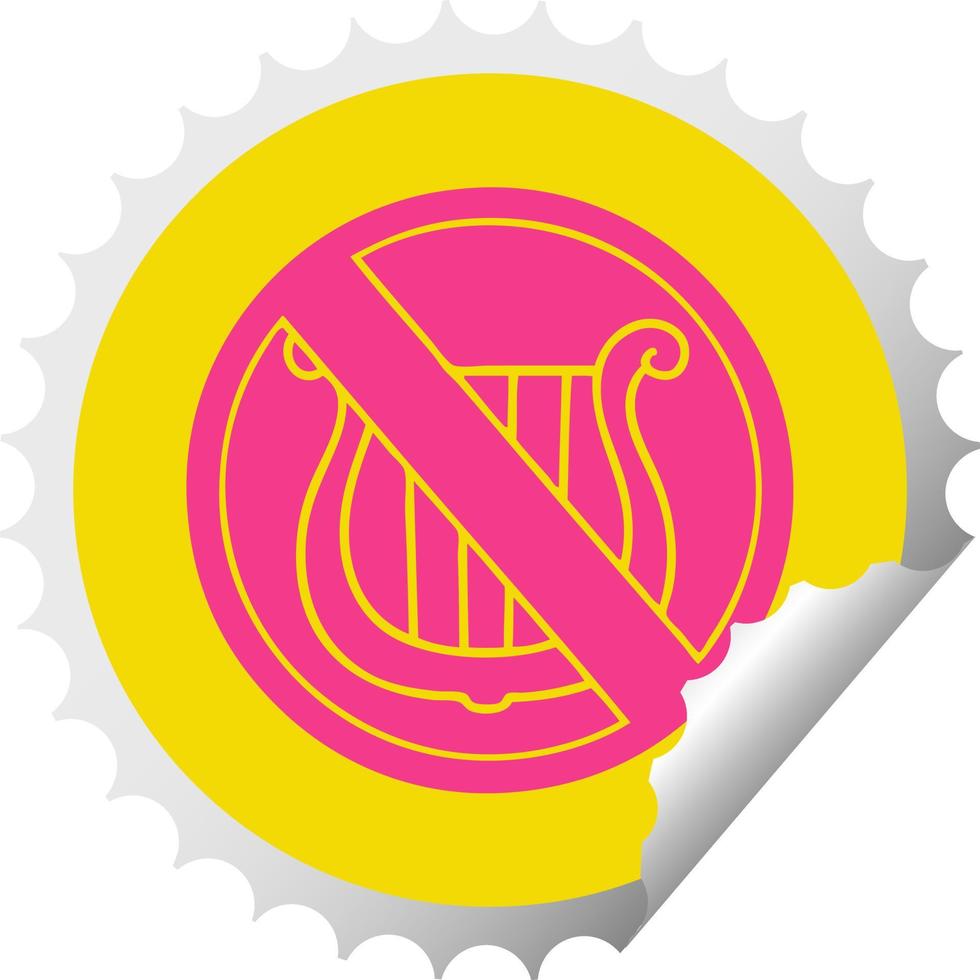 circular peeling sticker cartoon no music allowed sign vector