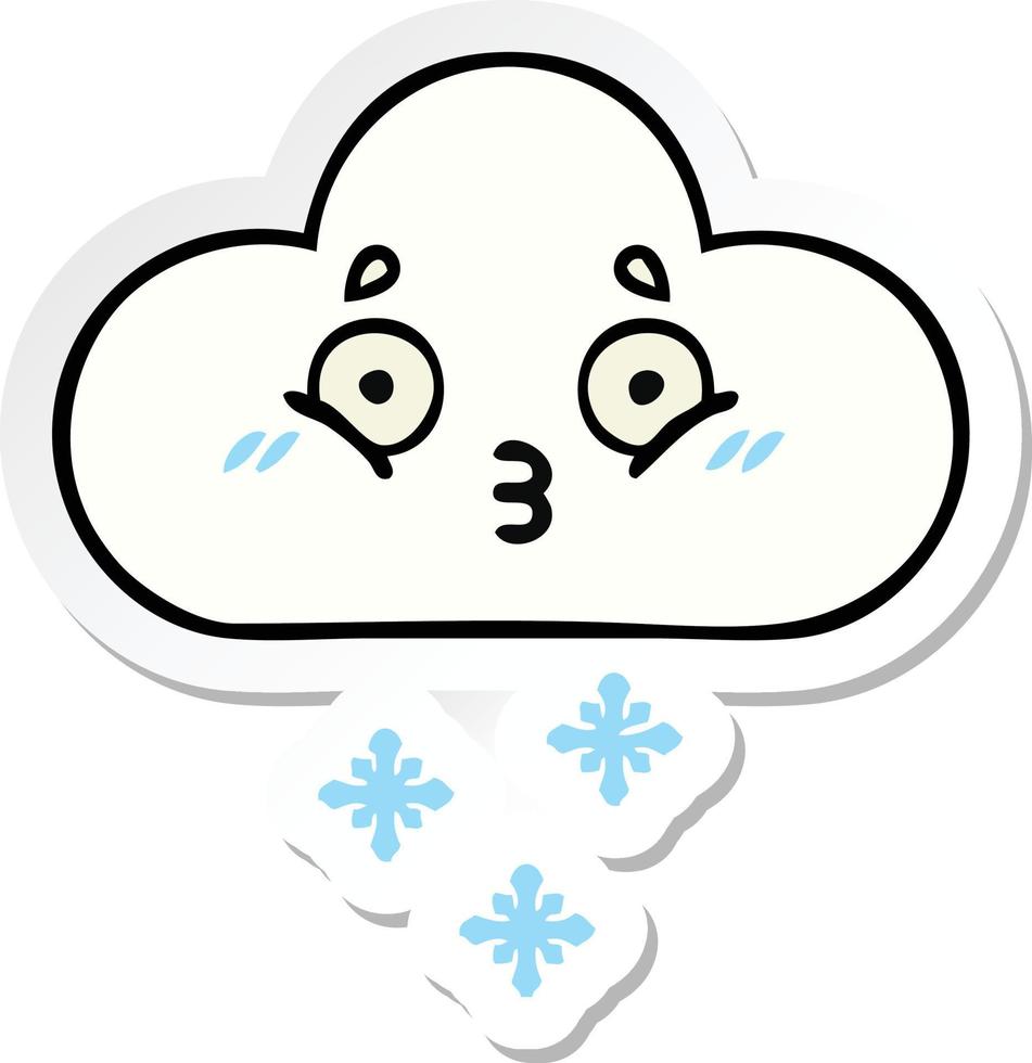 sticker of a cute cartoon snow cloud vector