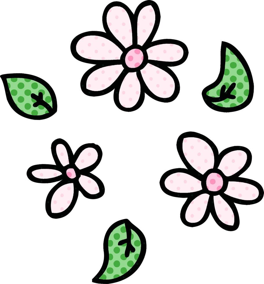 quirky comic book style cartoon flowers vector
