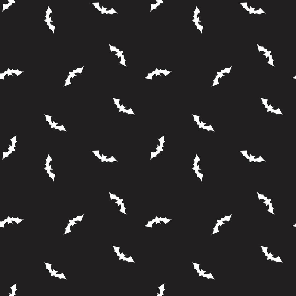 Halloween seamless pattern with bats on black background. For textile, wrapping paper, wallpaper, packaging. vector