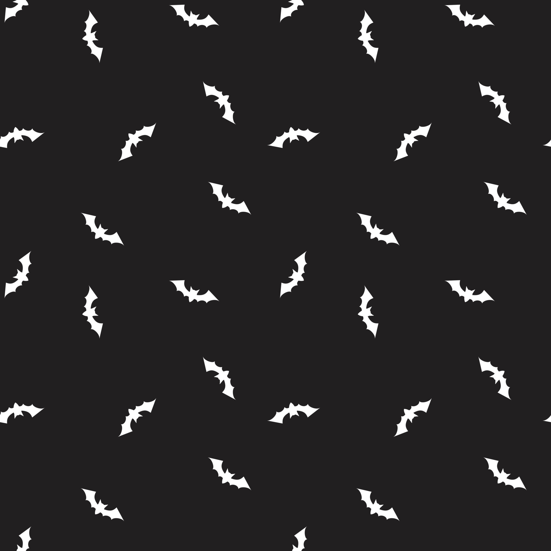 Halloween seamless pattern with bats on black background. For textile