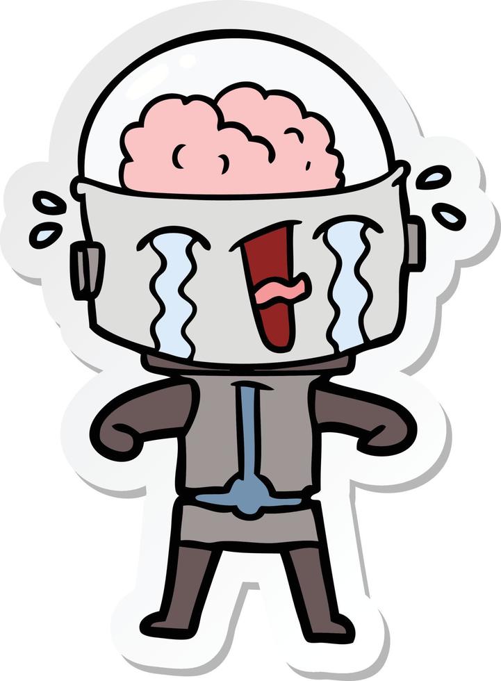 sticker of a cartoon crying robot vector