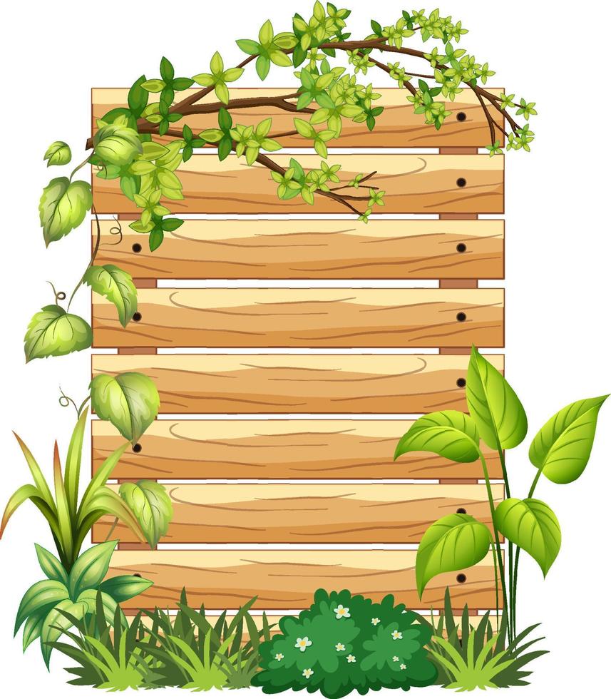 Wooden board template with nature leaves vector
