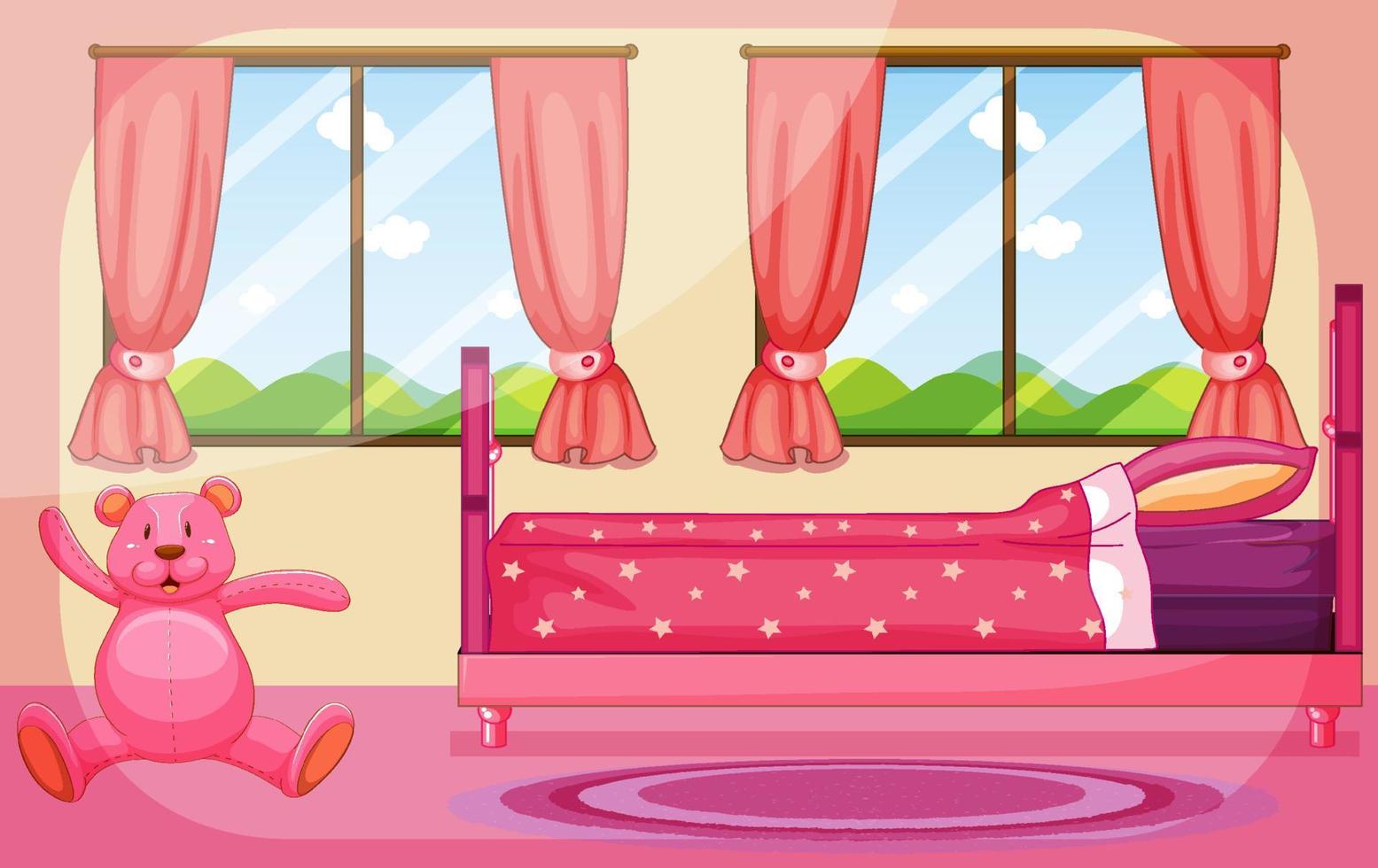 Pink bedroom background template vector