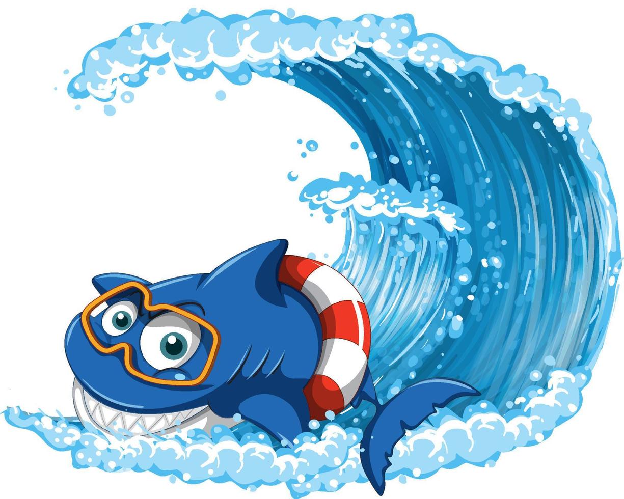 Cute shark swimming on white background vector