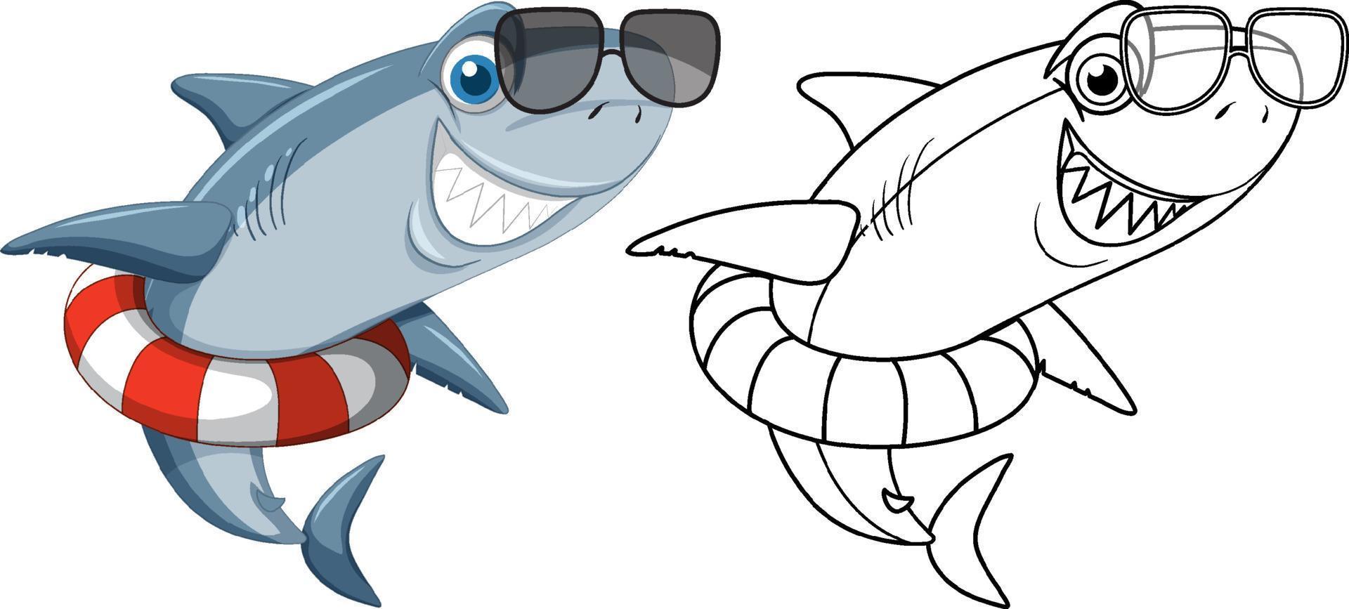 Doodle animal character for shark vector