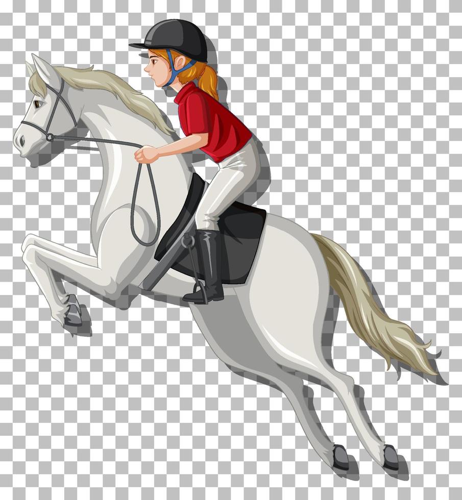 mujer montando un caballo aislado vector