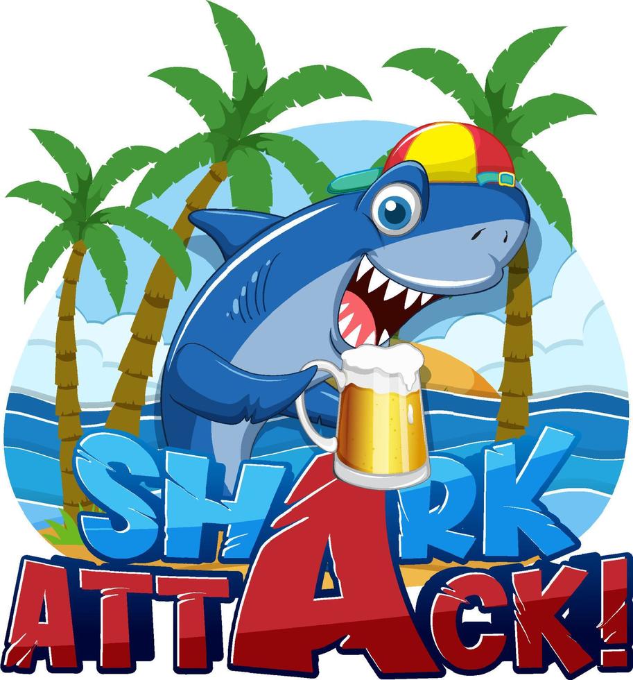 Font design for words shark attack vector