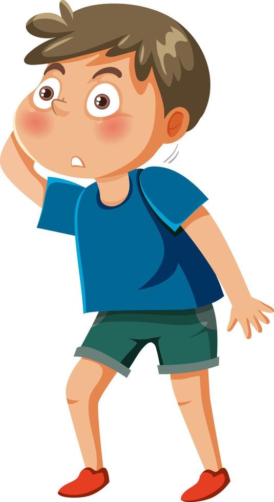 Confused boy cartoon character vector