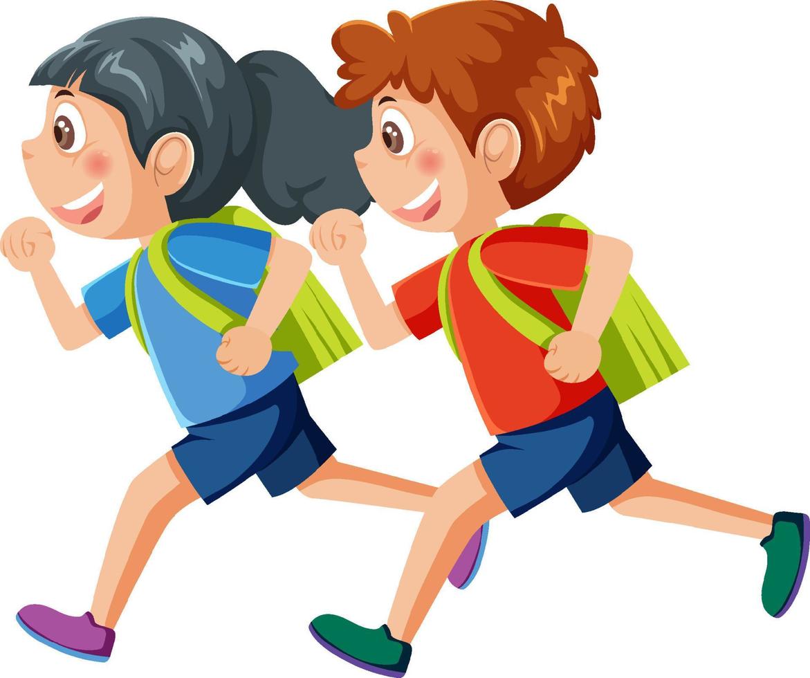 Couple kids cartoon character vector