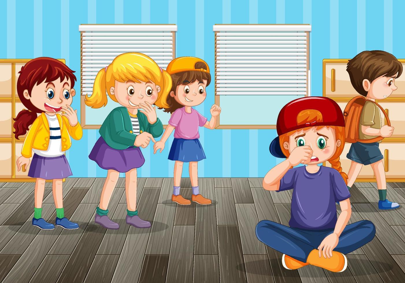 School bullying with student cartoon characters vector
