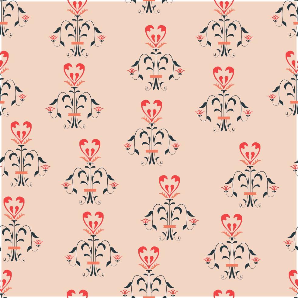 Vintage seamless pattern with florals vector