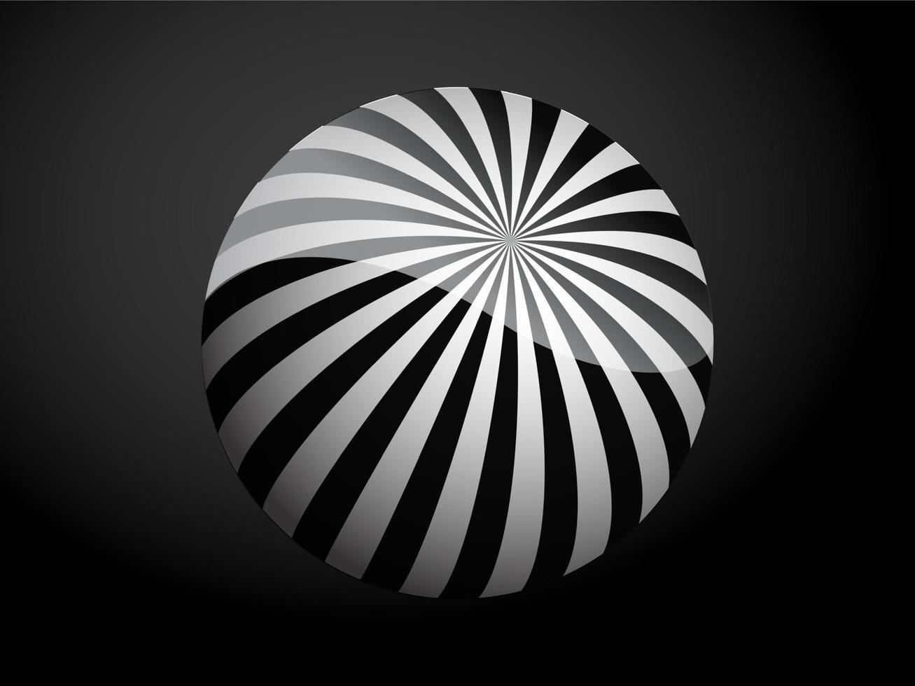 Abstract pattern cover black and white 3D ball. Vector illustration on dark background.