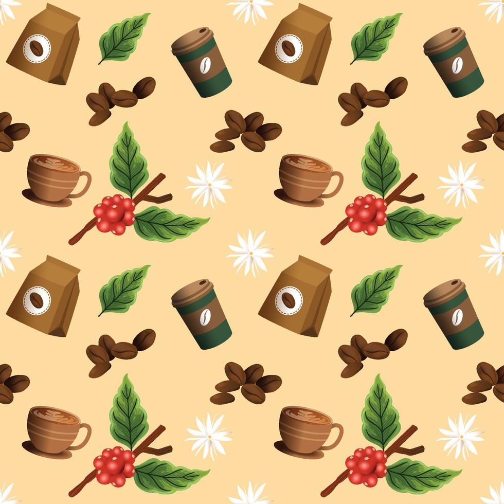 Coffee and Beverages Seamless Pattern Background vector