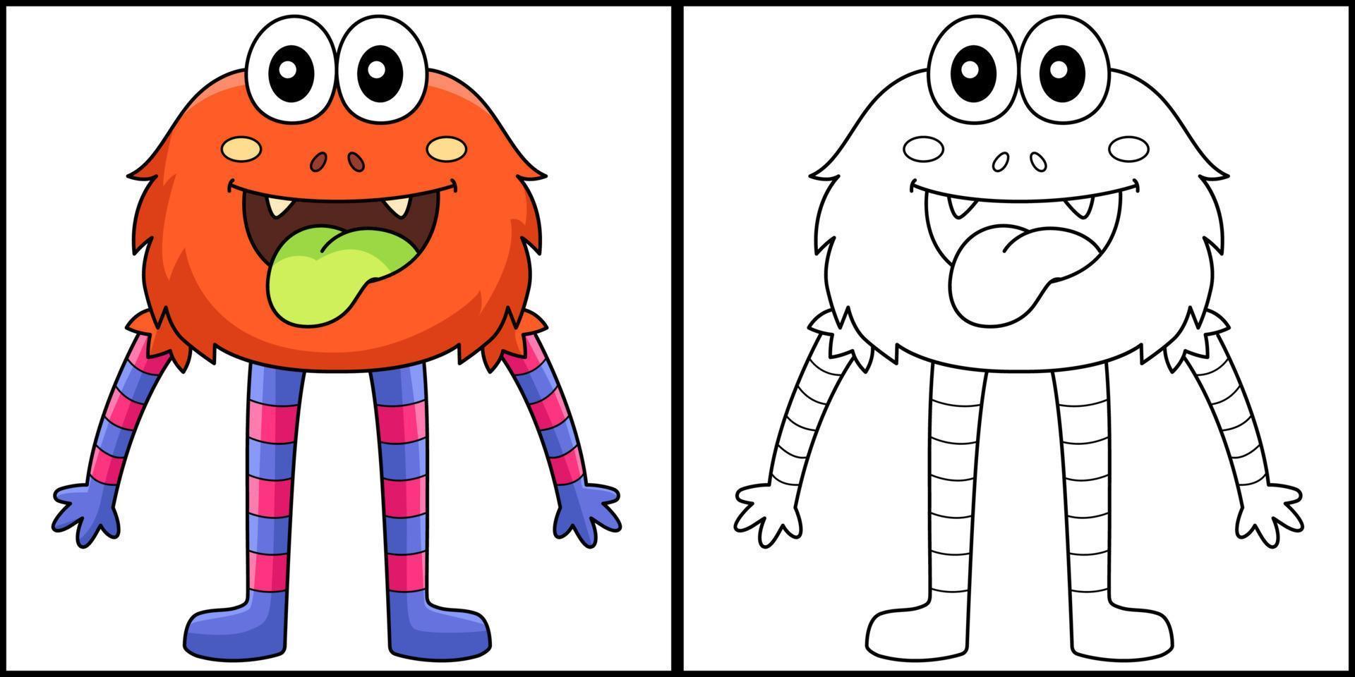 Monster with Long Arm And Long Leg Coloring Page vector