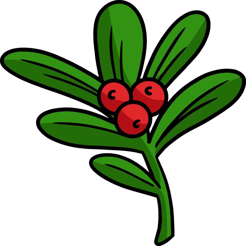 Christmas Leaves Ornament Cartoon Colored Clipart vector